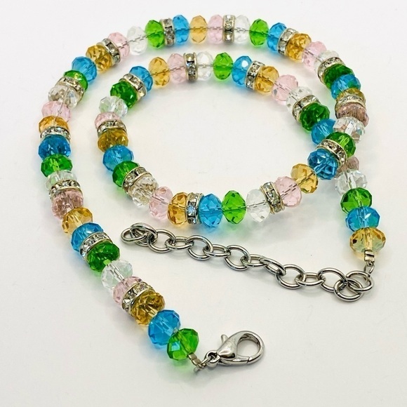 Necklace Faceted Crystal Rhinestone Beads 
17.5”+ 3” Jewelry - Picture 1 of 7